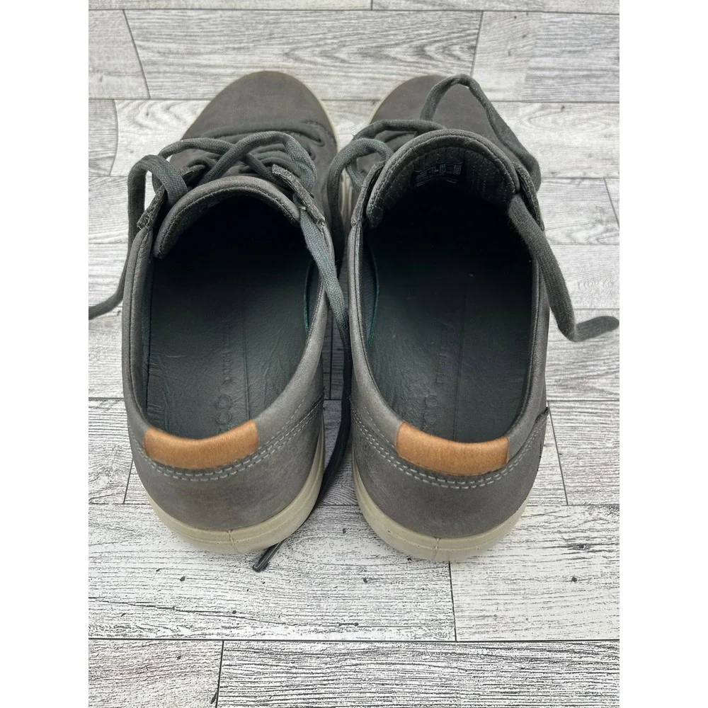 Ecco Soft 7 Sneakers Gray Leather Lace Up Casual‎ Walking Shoes